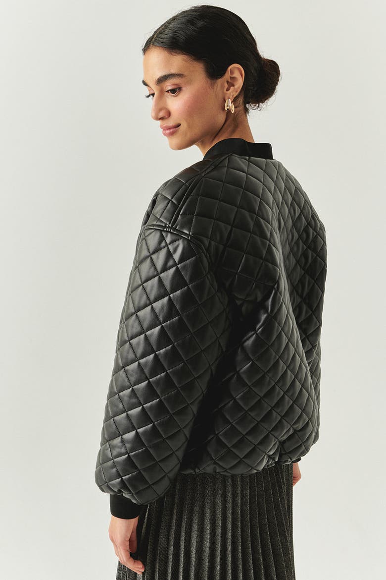 Dulce Quilted Faux Leather Jacket, Alternate, color, BLACK