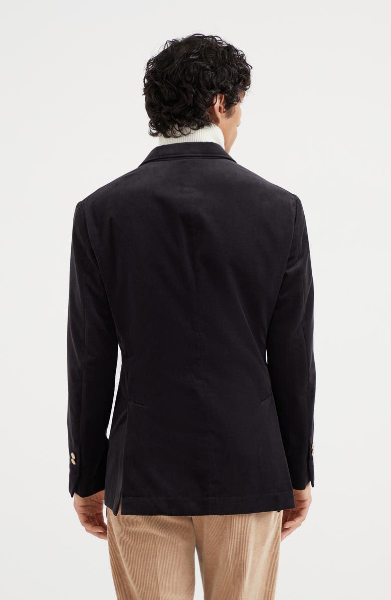Brunello Cucinelli Cotton velvet one-and-a-half breasted deconstructed blazer with patch pockets, Alternate, color, 