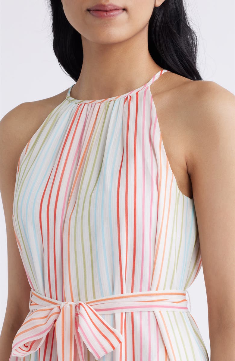 Eliza J Stripe Sleeveless Midi Dress, Alternate, color, Ivory Multi
