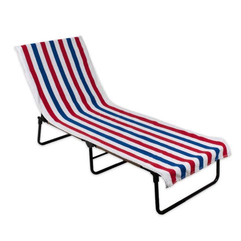 Stripe Lounge Chair Beach Towel - Top Fitted Pocket 26x82"