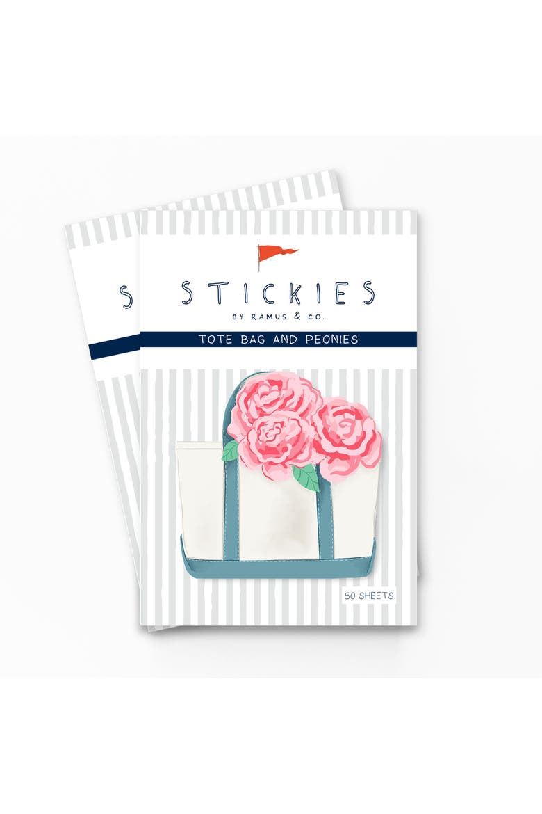 Tote Bag 3" x 3" 50-Sheet Sticky Notes (2-Pack) & Window Peonies Greeting Card Combo, Alternate, color, Multi-Pack