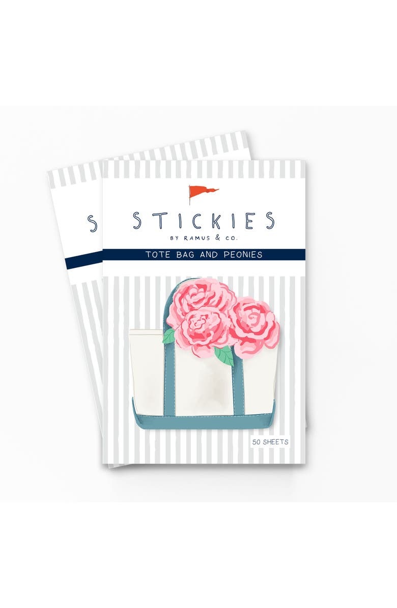 Ramus & Co Tote Bag 3" x 3" 50-Sheet Sticky Notes (2-Pack) & Window Peonies Greeting Card Combo, Alternate, color, Multi-Pack
