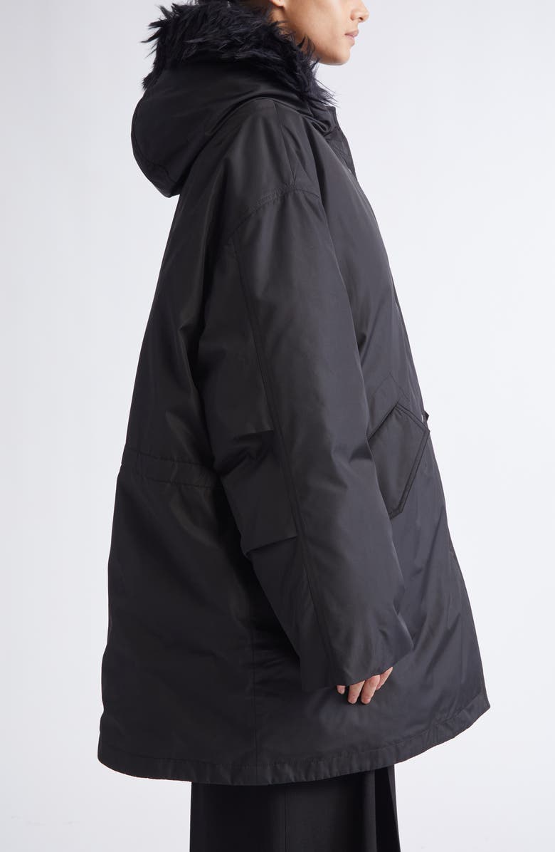 Jil Sander Faux Fur Trim Down Parka, Alternate, color, Black