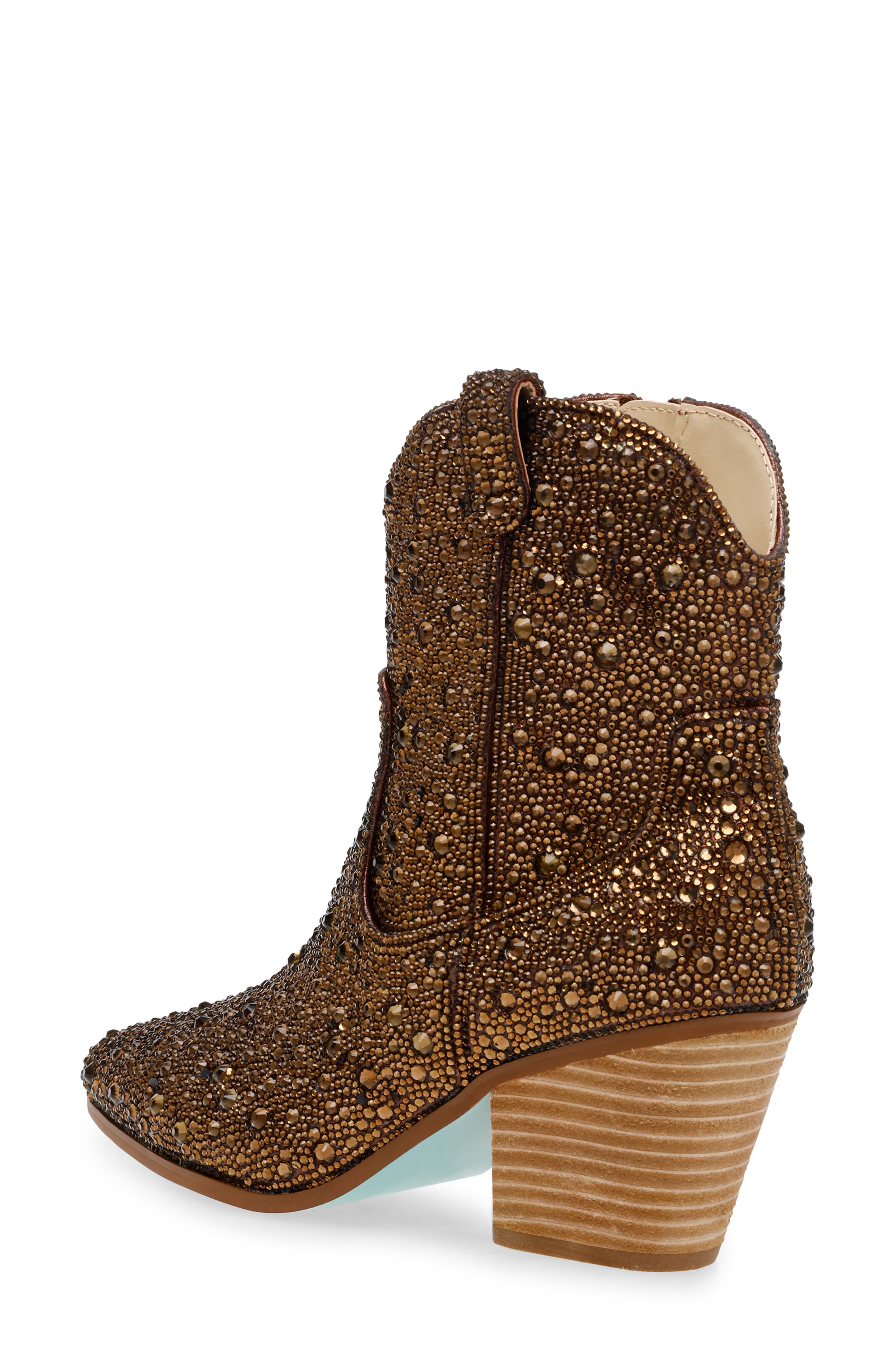 Diva Embellished Western Bootie, Alternate, color, BROWN