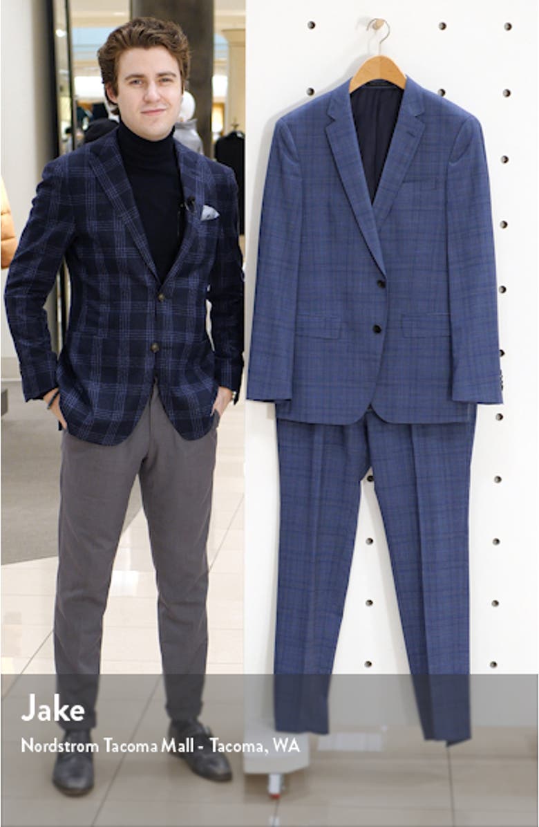 Huge/Genius Trim Fit Plaid Wool Suit, sales video thumbnail