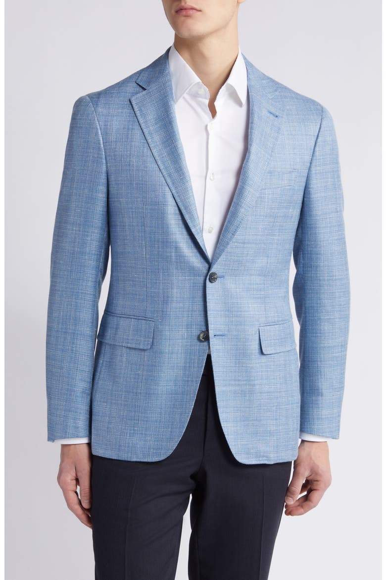 Kei Trim Fit Mélange Wool & Silk Blend Sport Coat, Main, color, LT BLUE
