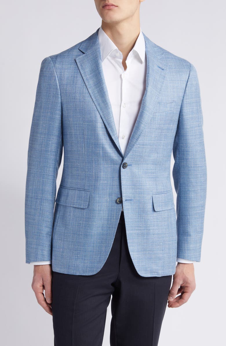 Canali Kei Trim Fit Mélange Wool & Silk Blend Sport Coat, Main, color,