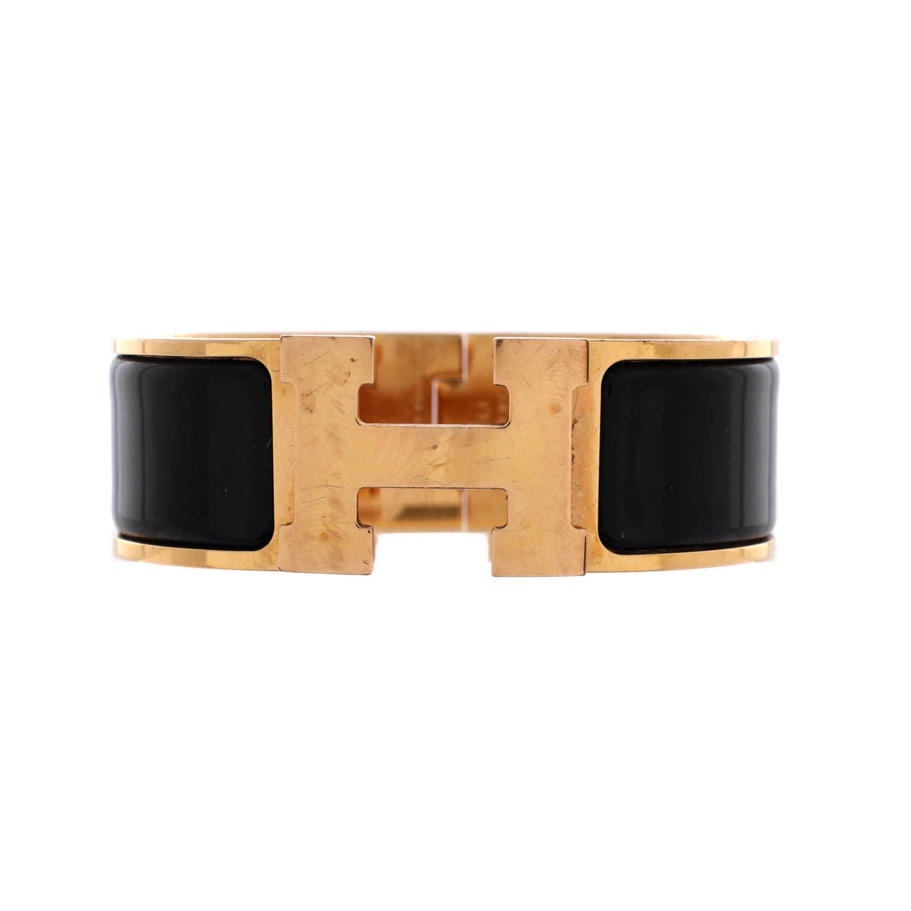 Clic H Bracelet Enamel Wide, Main, color, Black