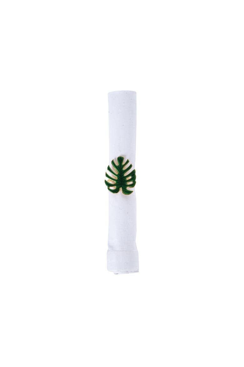 Palm Napkin Ring, Set of 4, Main, color, Green