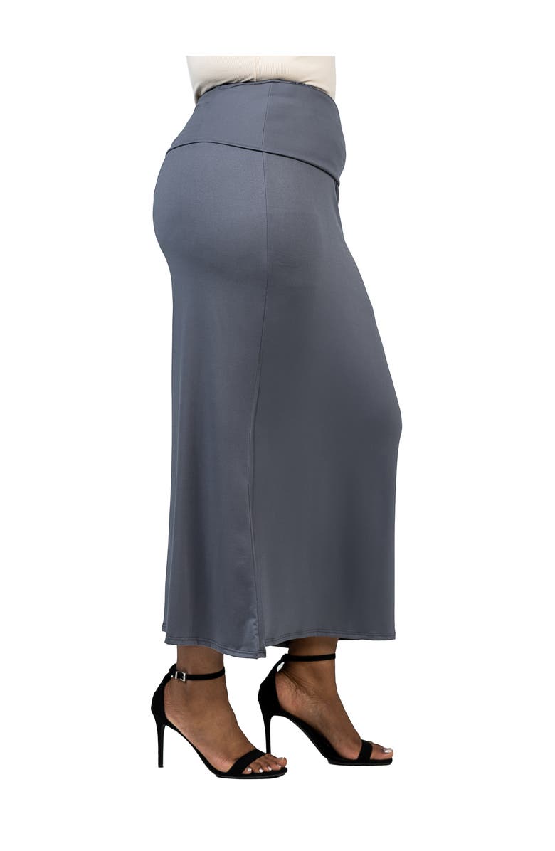 24seven Comfort Apparel Comfortable Foldover Maxi Skirt, Alternate, color, Charcoal