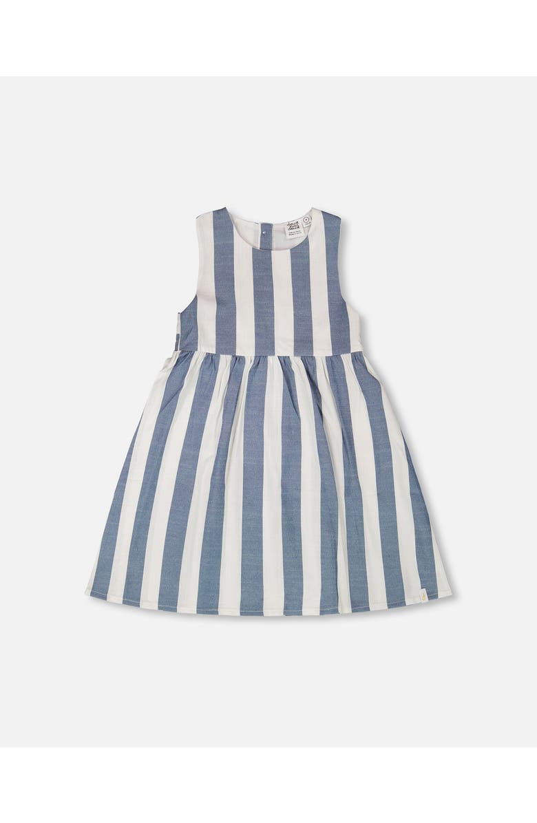 Deux par Deux Sleeveless Striped Flared Dress, Main, color, White And Blue Stripes