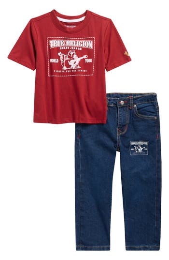 True Religion Buddha Graphic T-shirt & Jeans Set In Red