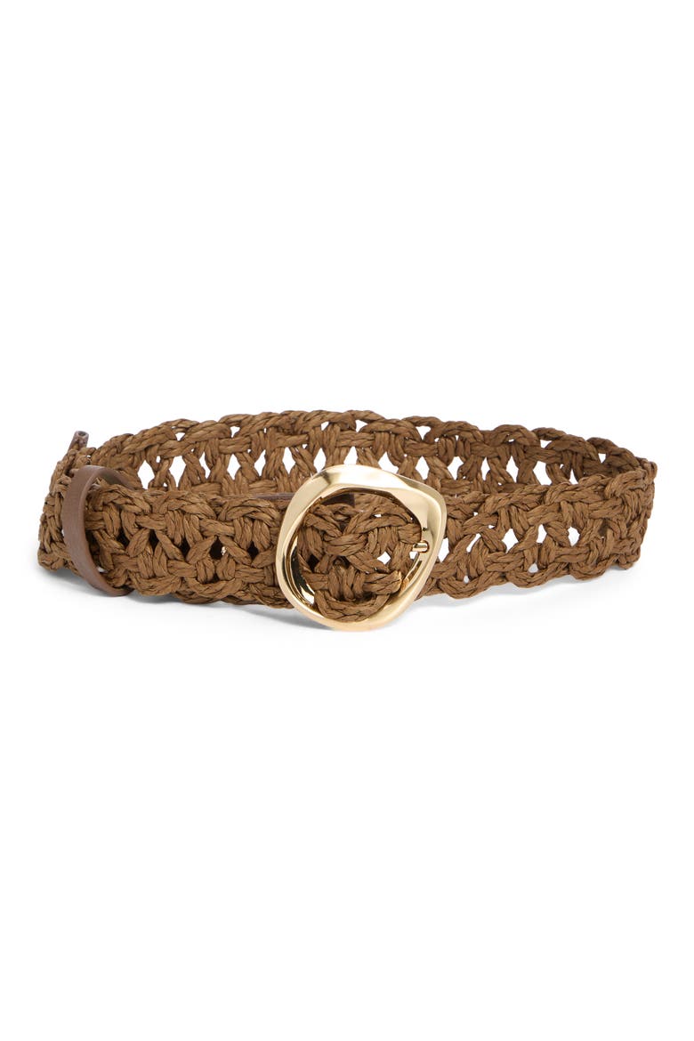Wide Woven Straw Belt, Main, color, ESPRESSO