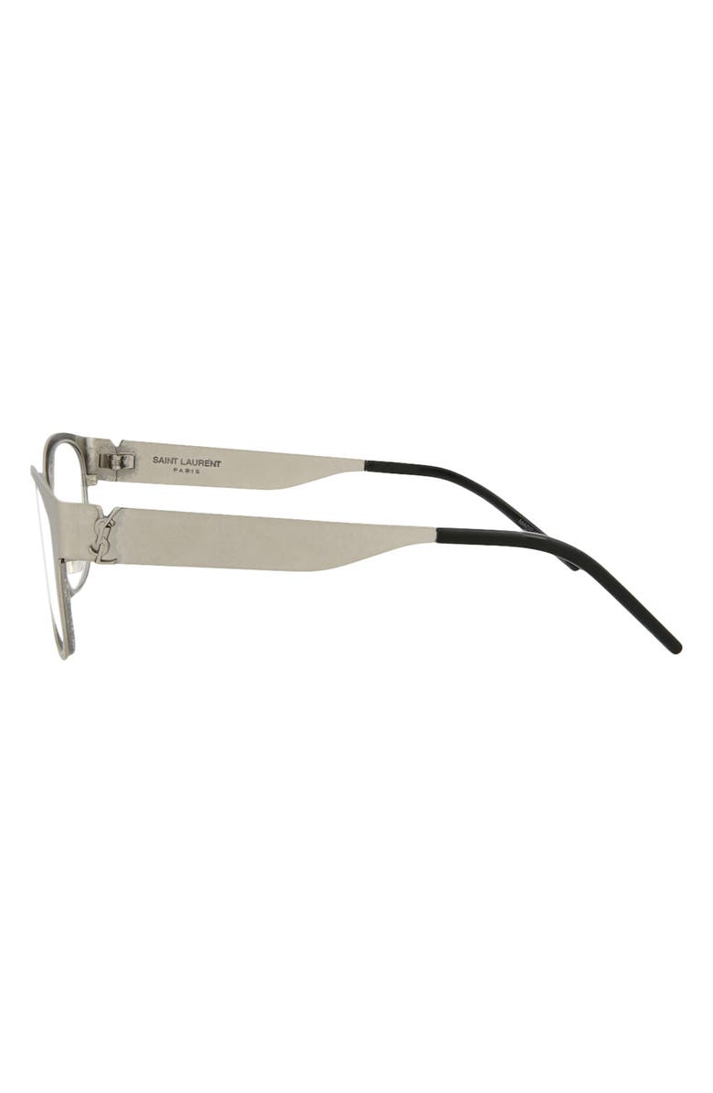 Saint Laurent 52mm Brushed Metal Rectangle Optical Frames, Alternate, color, 