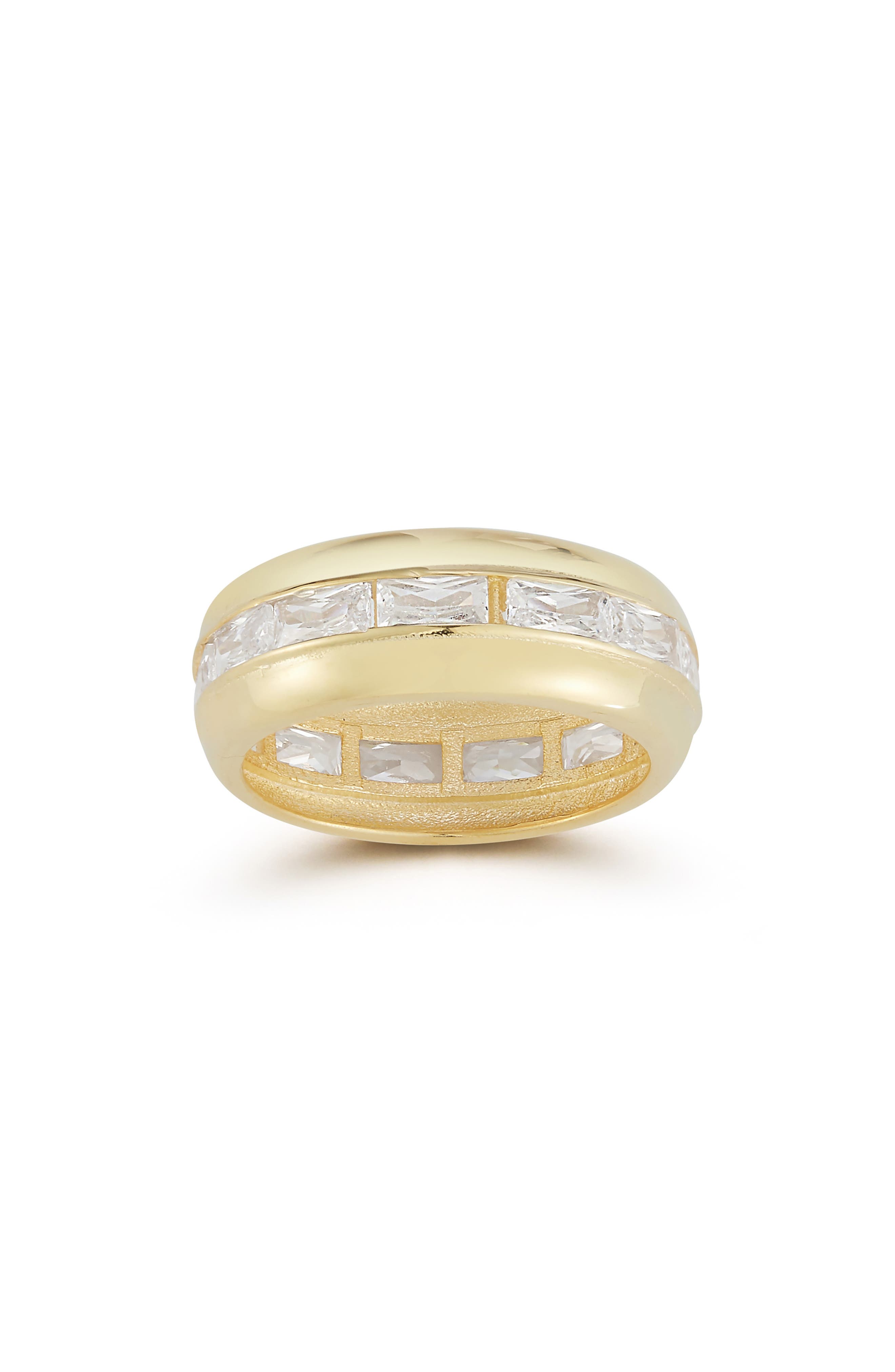 14k Gold Plate Baguette Cubic Zirconia Band Ring