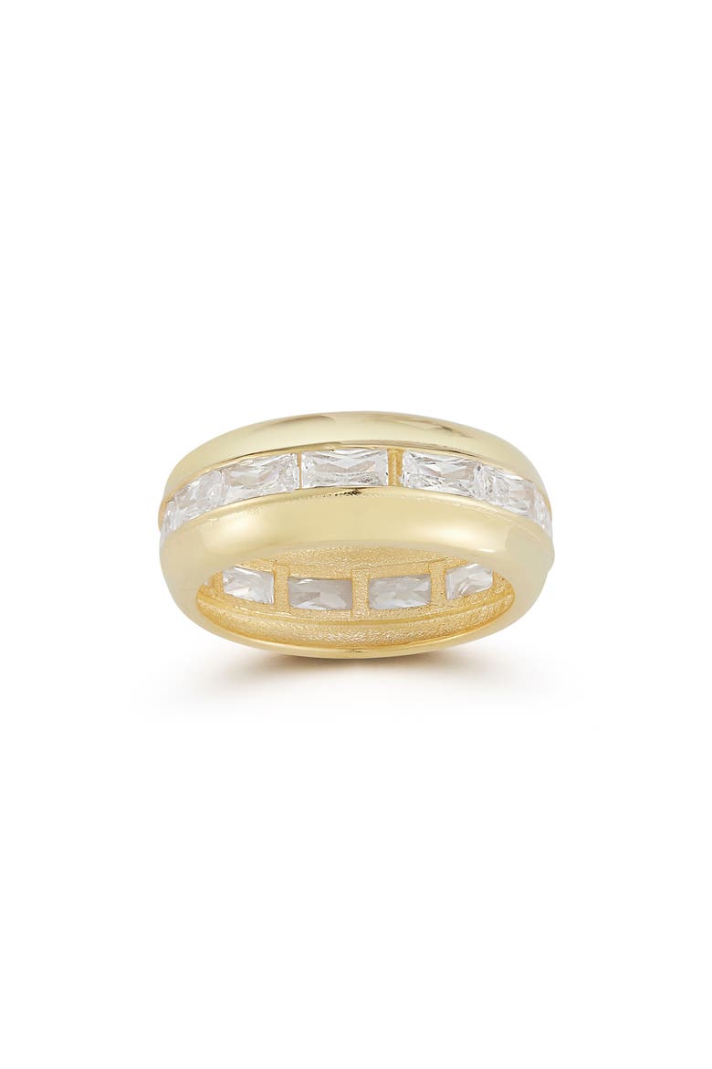 14k Gold Plate Baguette Cubic Zirconia Band Ring, Main, color, GOLD
