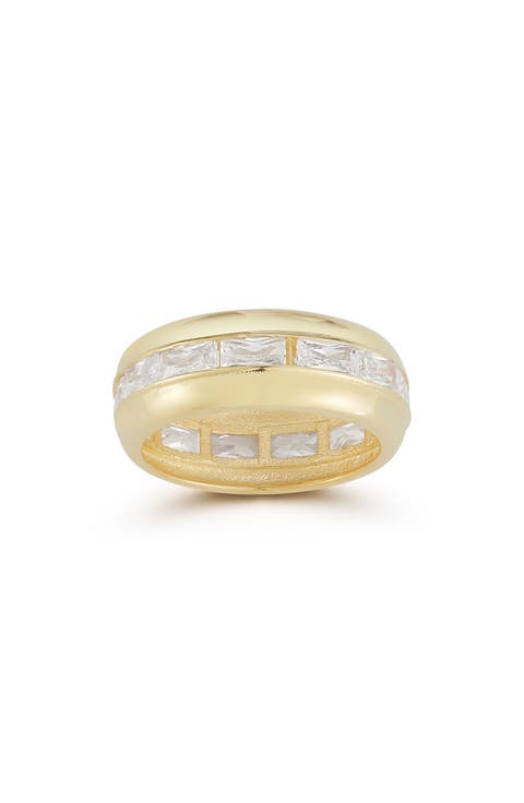 14k Gold Plate Baguette Cubic Zirconia Band Ring