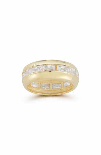 14k Gold Plate Baguette Cubic Zirconia Band Ring