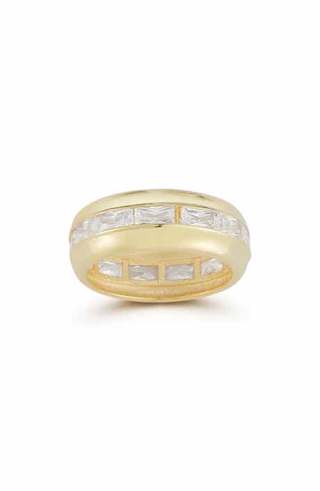 14k Gold Plate Baguette Cubic Zirconia Band Ring