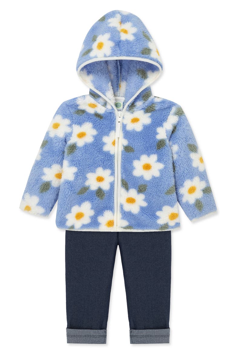 Floral Print Fleece Hoodie, Long Sleeve Top & Leggings Set, Alternate, color, BLUE MULTI