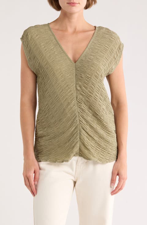 Pleated Cap Sleeve Top
