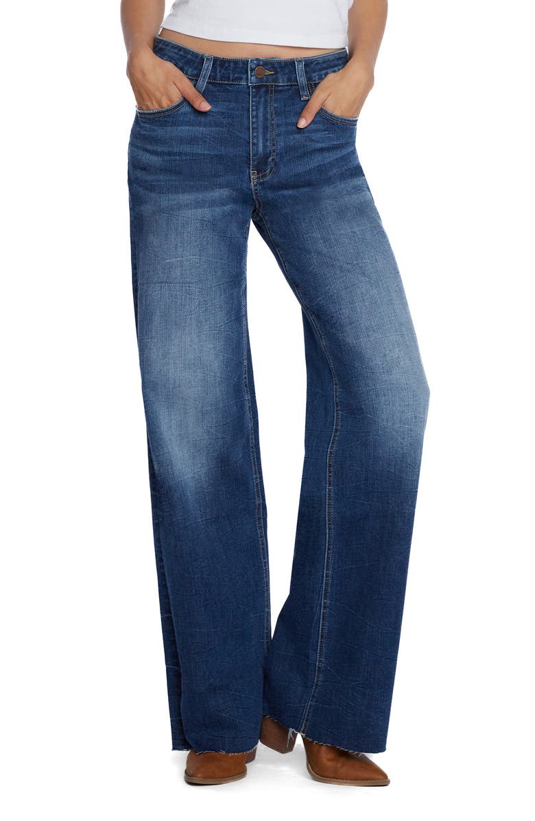 Wash Lab Denim Lila Raw Hem Mid Rise Relaxed Boyfriend Jeans, Main, color, Serene Blue