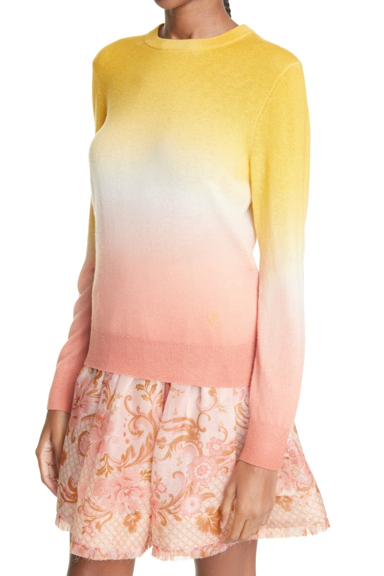 Postcard Ombré Cashmere Sweater, Alternate, color, SUNSET OMBRE