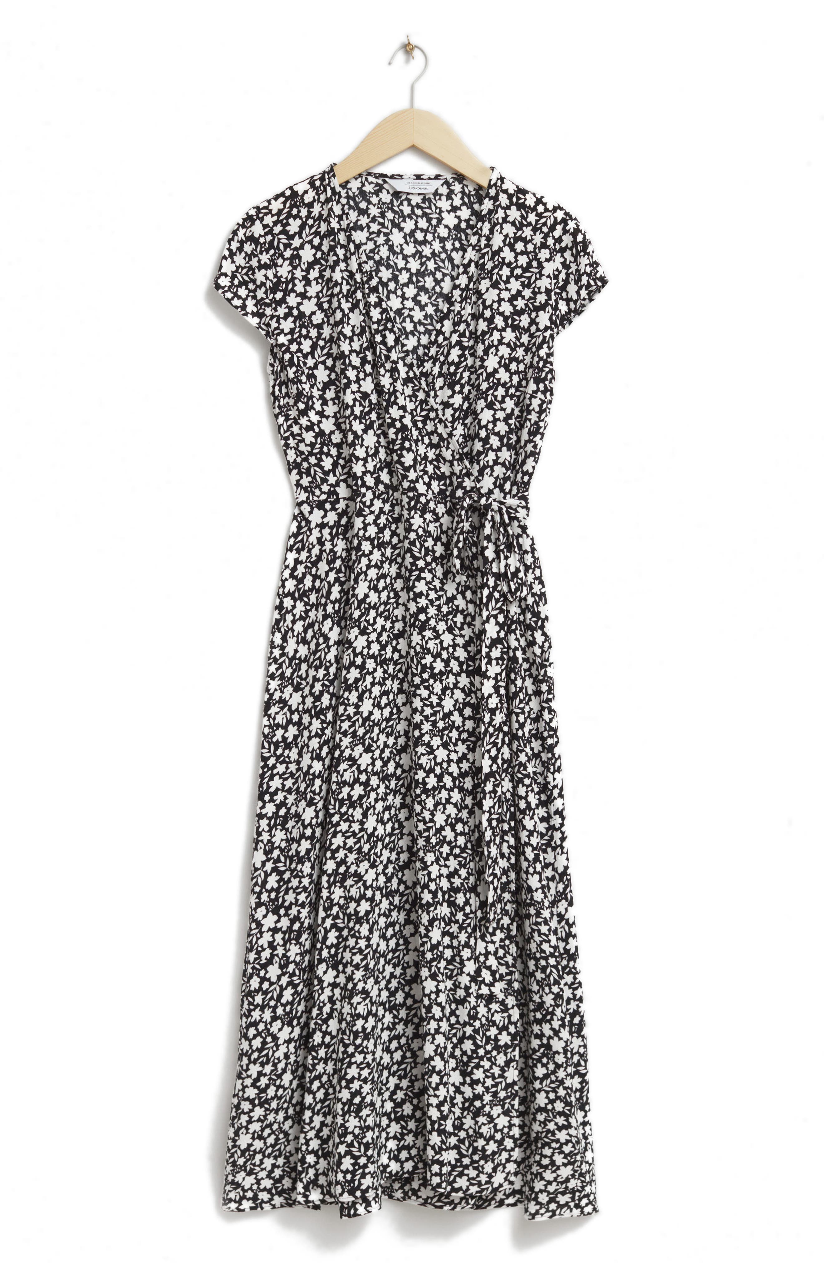 & Other Stories Floral Cap Sleeve Wrap Dress