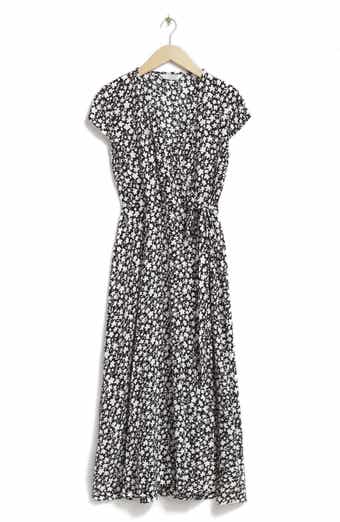 & Other Stories Floral Cap Sleeve Wrap Dress