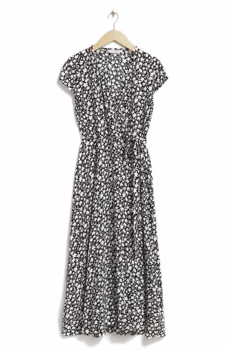 & Other Stories Floral Cap Sleeve Wrap Dress