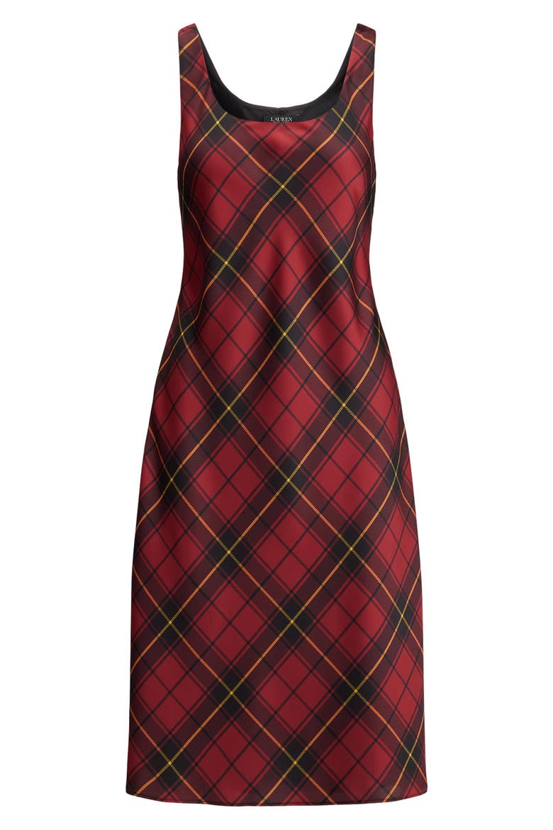 Lauren Ralph Lauren Plaid Satin Sleeveless Cocktail Dress (Women)
