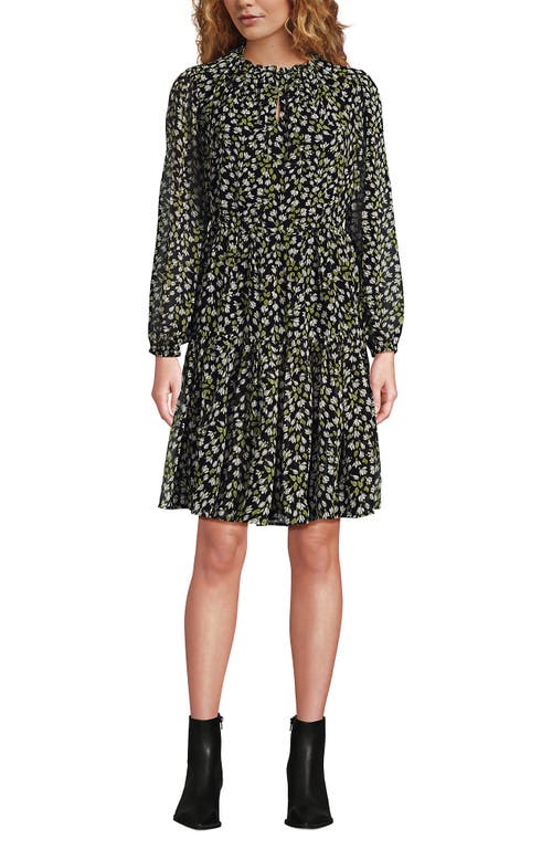 Lands' End Chiffon Above The Knee Adjustable Dress In Black
