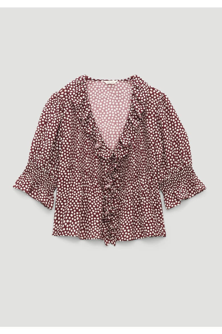 Mirae Ruffle Short Sleeve Blouse, Alternate, color, Allover Dot Blue