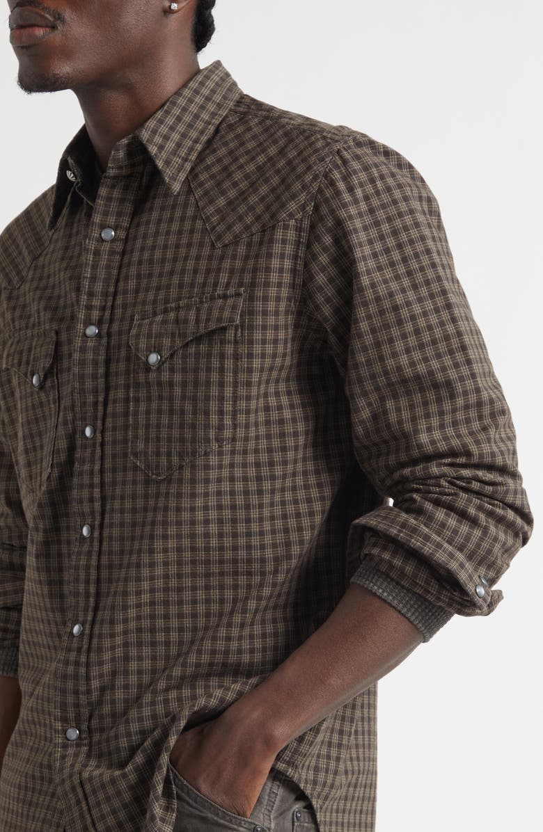 Double RL Slim Fit Check Western Shirt, Alternate, color, Brown/ Tan