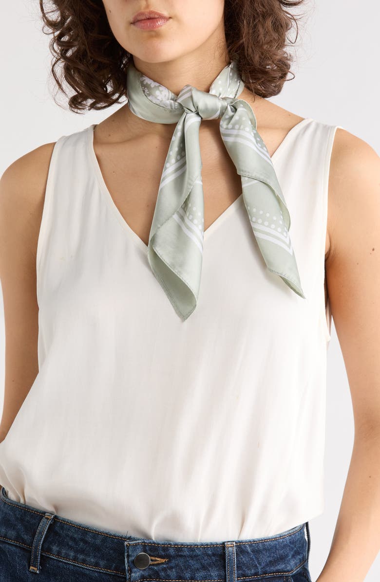 ELLIAN Bandana Print Square Scarf, Main, color, Light Gray