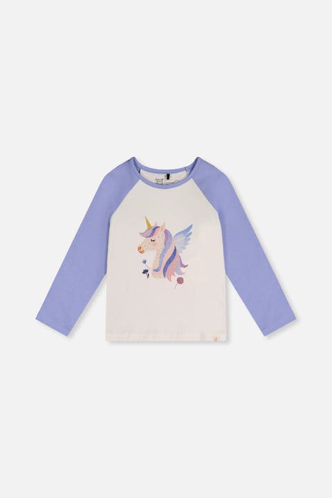 Winged Glitter Contrast Raglan Organic Cotton Crew Neck T-Shirt