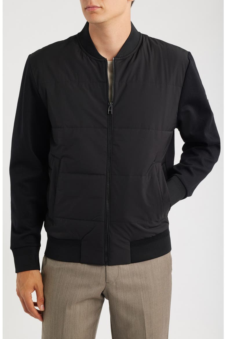 Skiles Padded Bomber Jacket, Alternate, color, BLACK