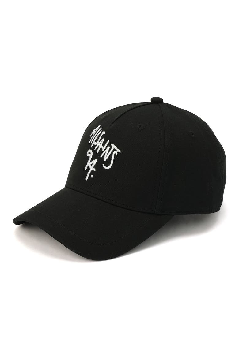 Spray Logo Embroidered Baseball Cap, Main, color, BLACK
