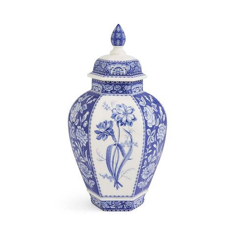 Blue Italian Ginger Jar 15.5" Floral