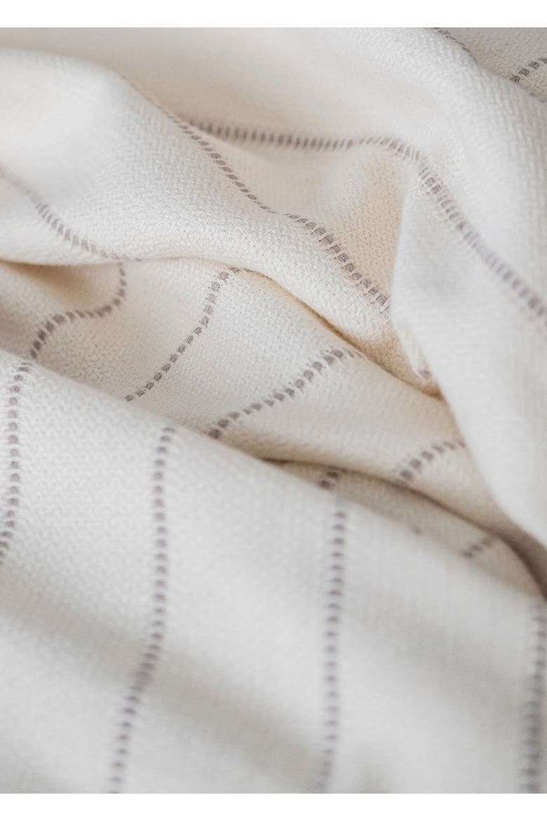 Smooth Cotton Ivory Bed Blanket with Stripes, Alternate, color, Ivory / Copper Stripe