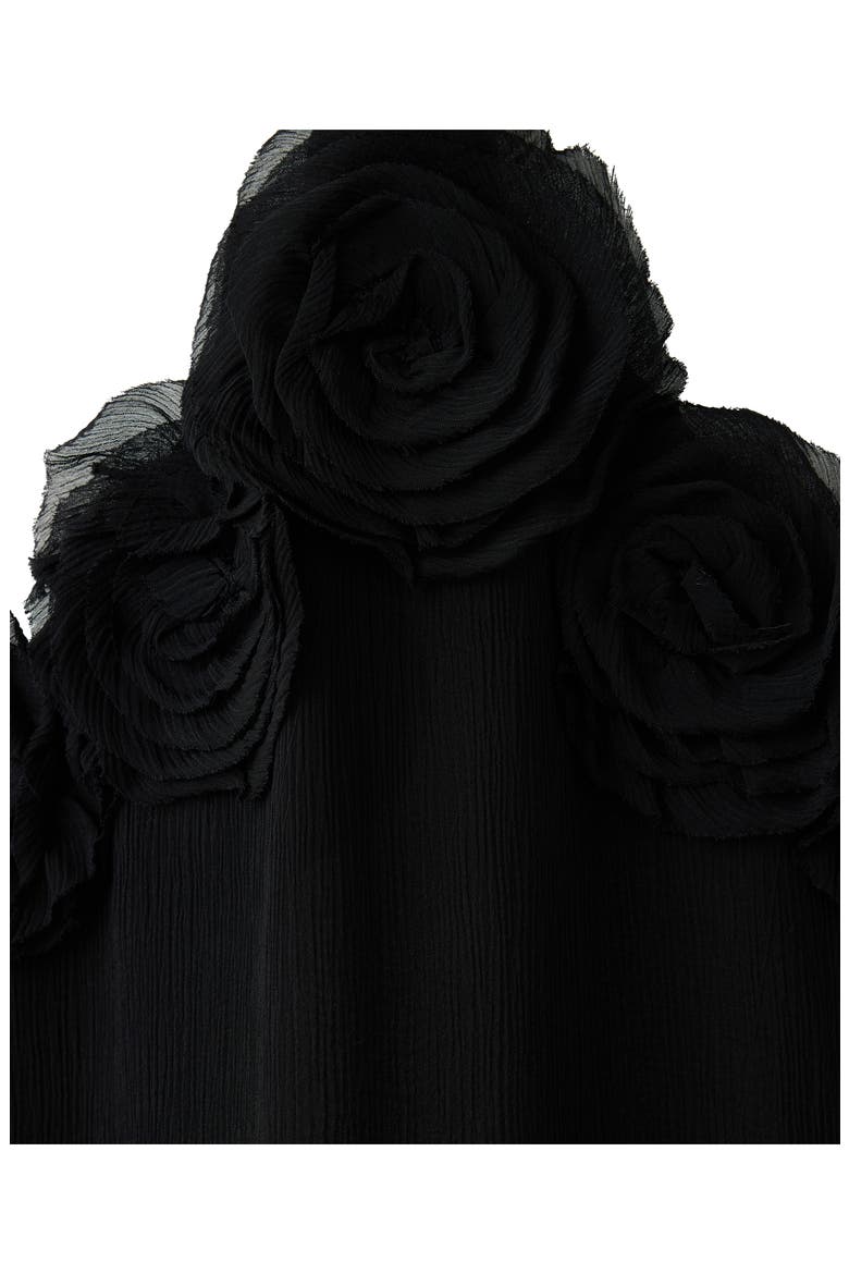 Halter Neck Maxi Dress with Floral Detail, Alternate, color, BLACK