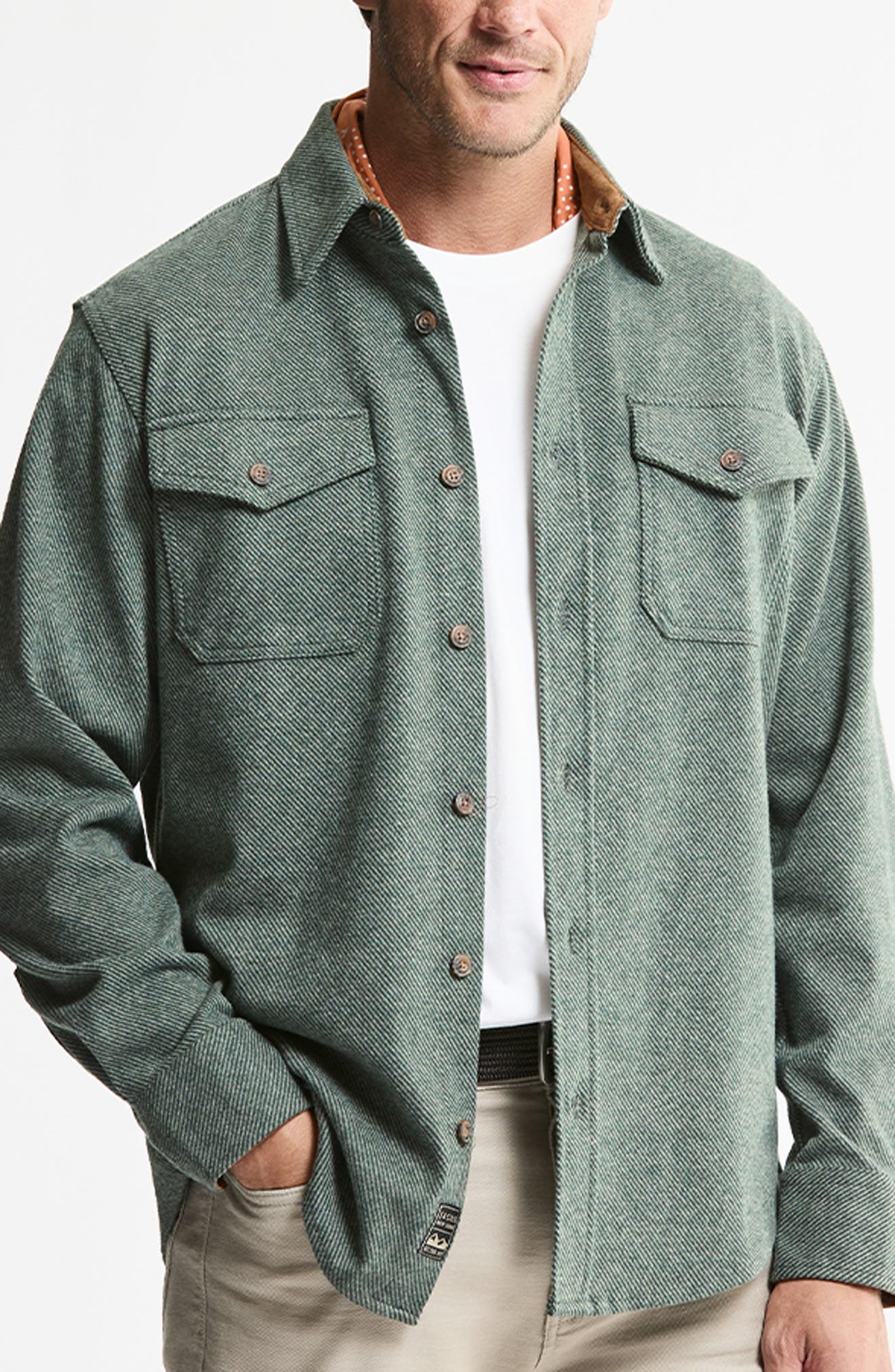 Knit Flannel Button-Up Shirt