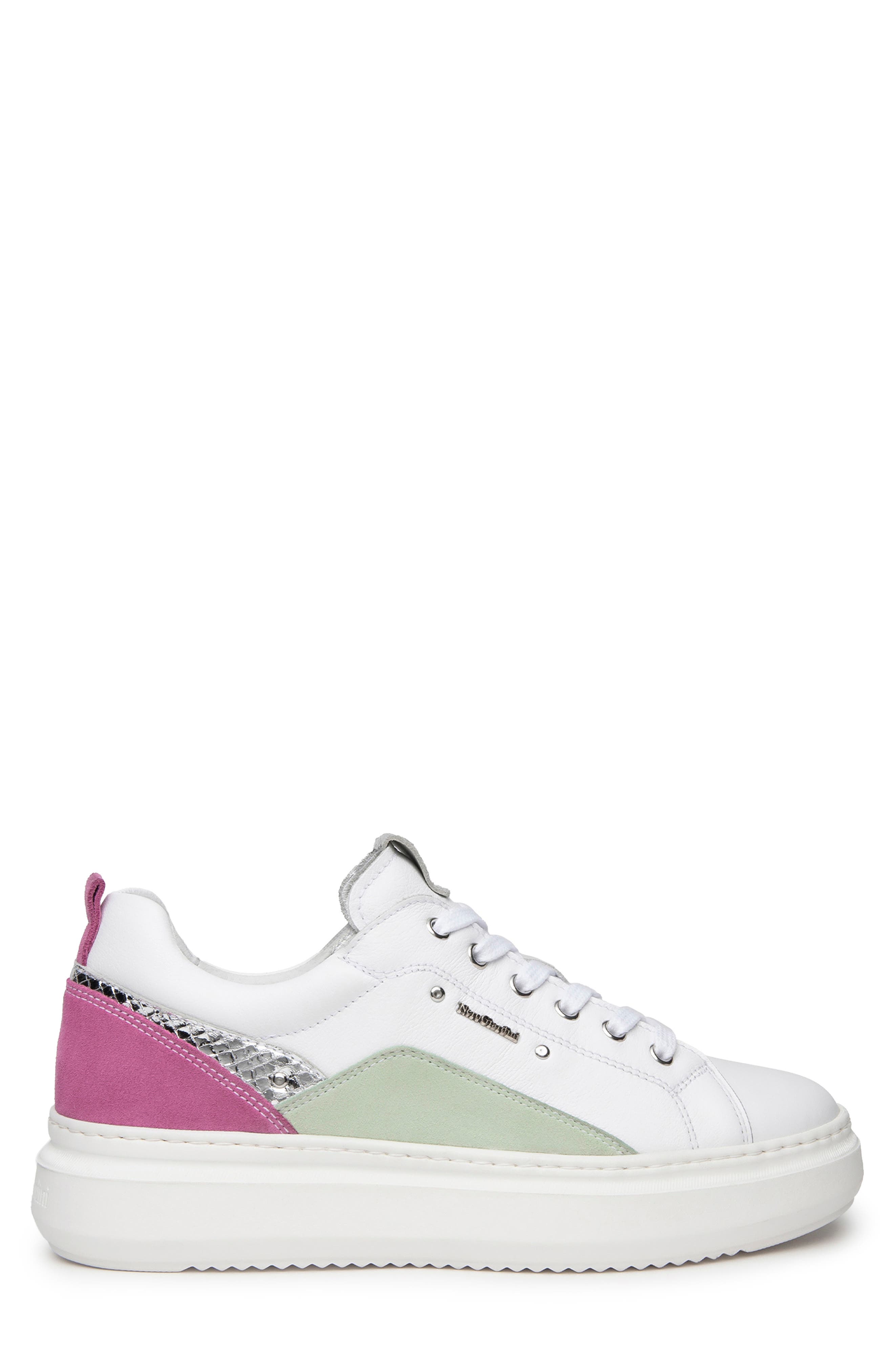 NeroGiardini Retro Colorblock Platform Sneaker, Alternate, color, White