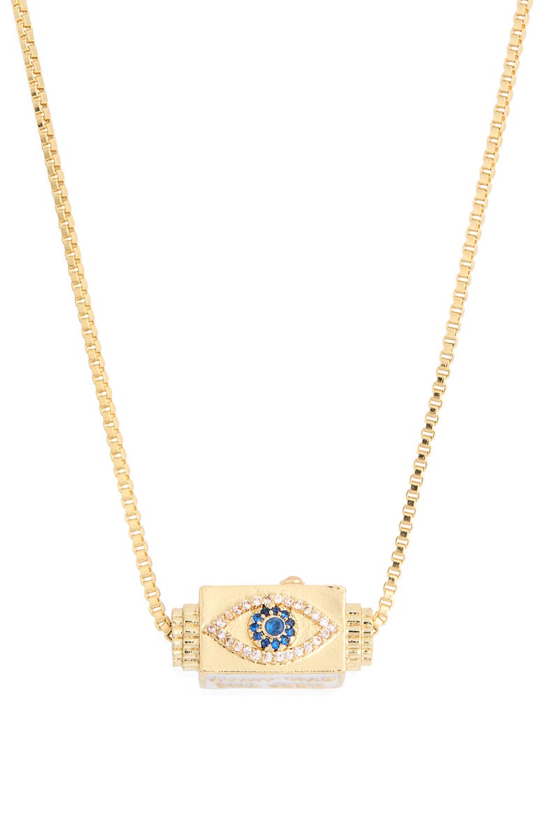Pavé Spinner Pendant Necklace, Alternate, color, EVIL EYE BLUE- GOLD