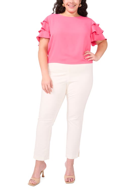 Vince Camuto Tiered Ruffle Sleeve Top In Pink