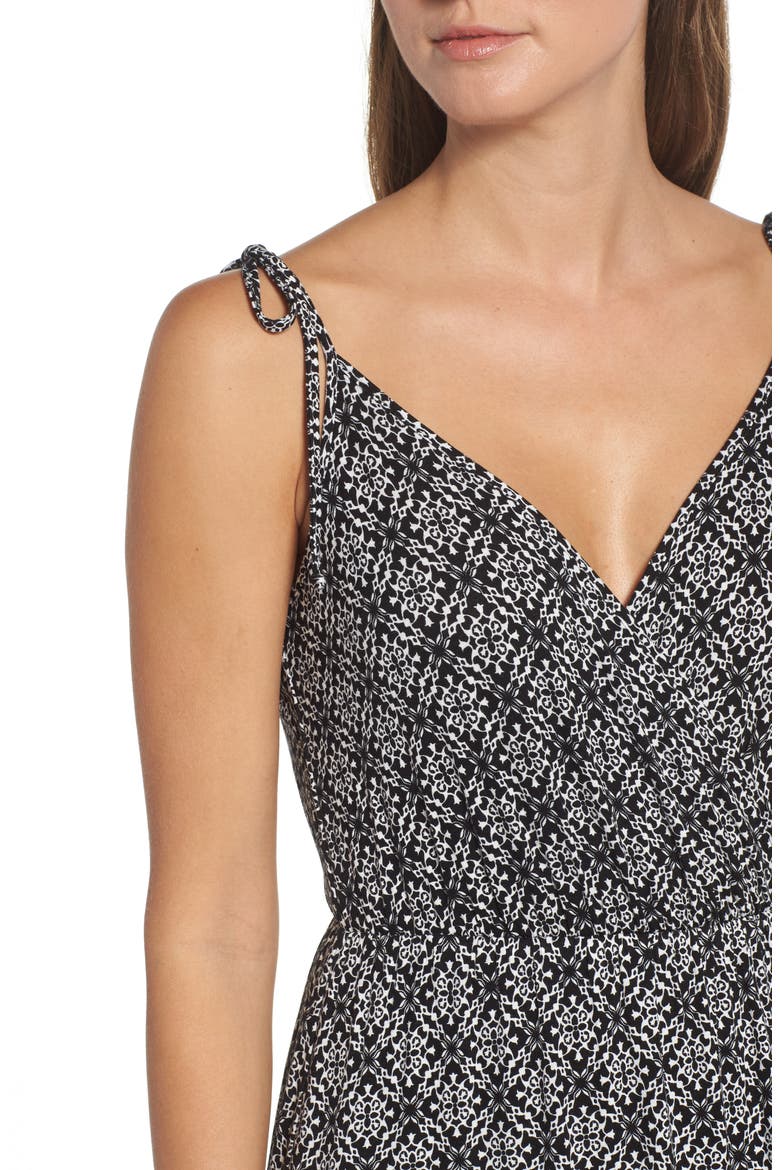 Faux Wrap Maxi Dress, Alternate, color, BLACK/ WHITE