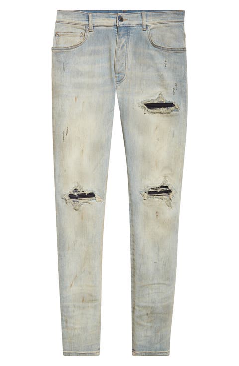 MX1 Suede Patched Skinny Jeans (Perfect Antique Indigo)