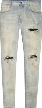 AMIRI MX1 Suede Patched Skinny Jeans