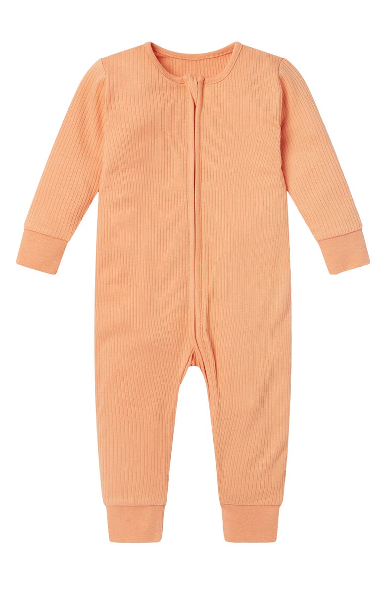 MORI Ribbed Two Way Zip-Up Sleepsuit, Main, color, Orange