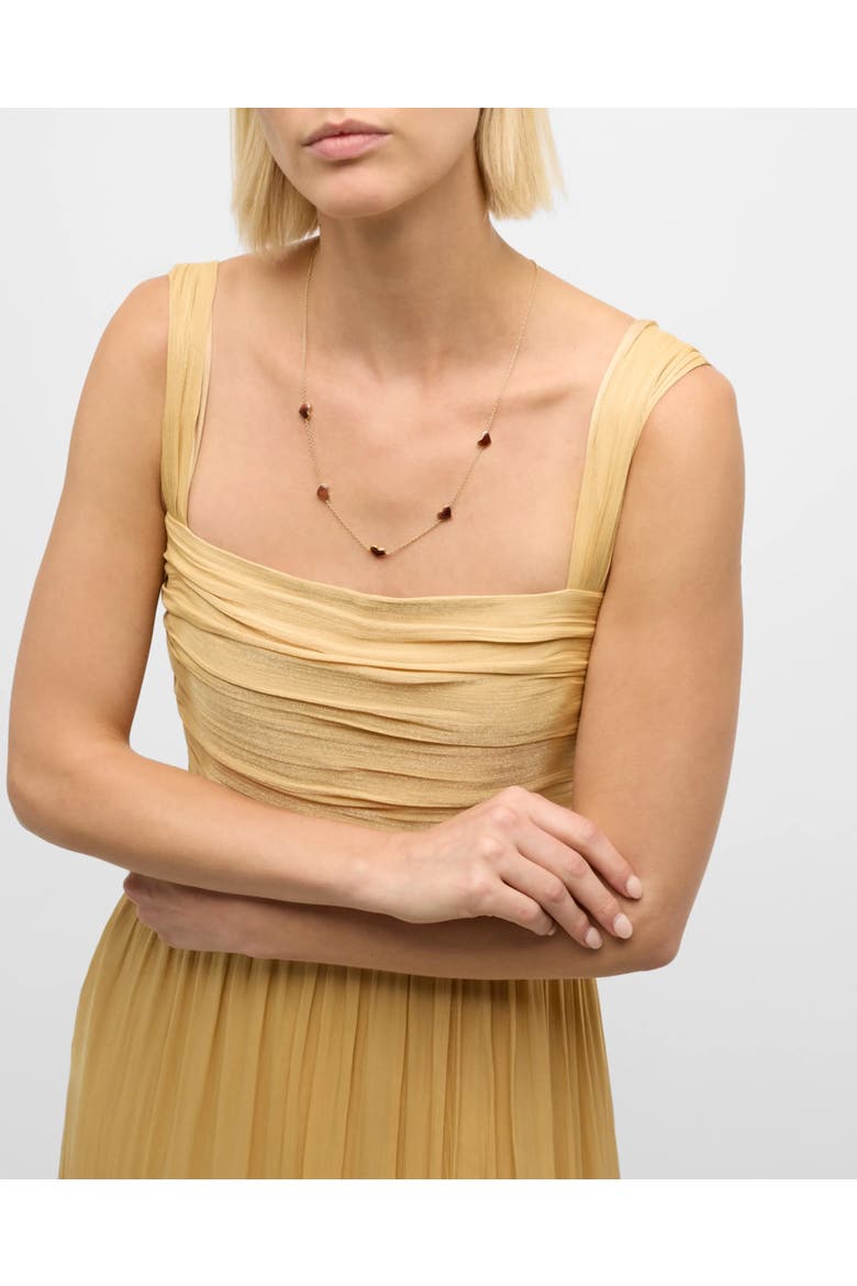 Five Station Heart 30" Necklace Set In Sterling Silver With 18K Gold Overlay, Alternate, color, RED